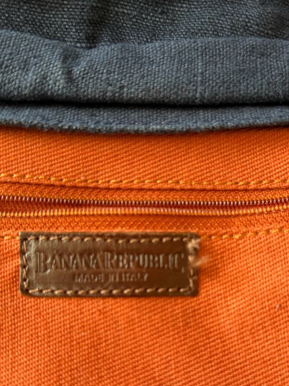 Vintage Banana Republic made in Italy blue texture canvas & leather rucksack